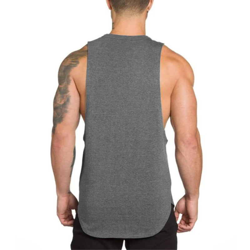 Gym Bodybuilding Workout Fitness T-Shirts Mens Casual Sport Sleeveless Singlets Summer Running Cotton Breathable Loose Tank Tops - Sun Studio