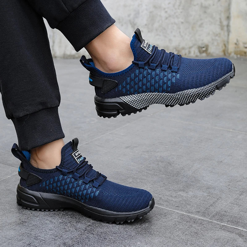 Sports Shoes for Men Breathable Mesh for Summer Youth Running Sports Leisure Flat Bottomed Fashionable Casual Lace Up Sneakers - Sun Studio