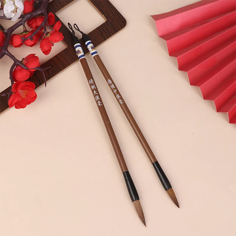 6Pcs Traditional Chinese White Clouds Bamboo Wolf's Hair Writing Brush For Calligraphy Painting Practice Brushes Writing Tools - Sun Studio