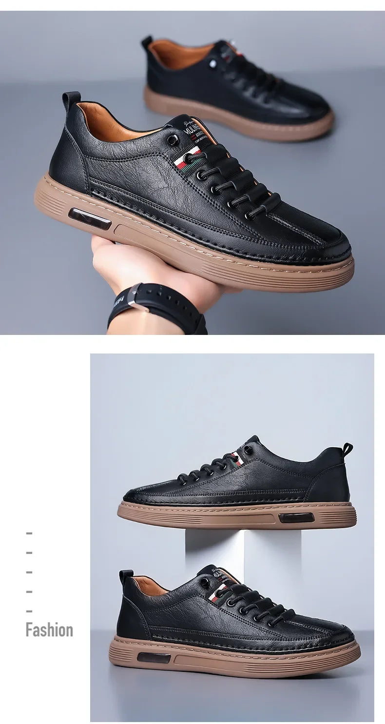 Neue Lederschuhe für Männer, rutschfeste Sportmode, bequeme Sneakers, männliche flache Slipper, lässige Marken-Herrenmode