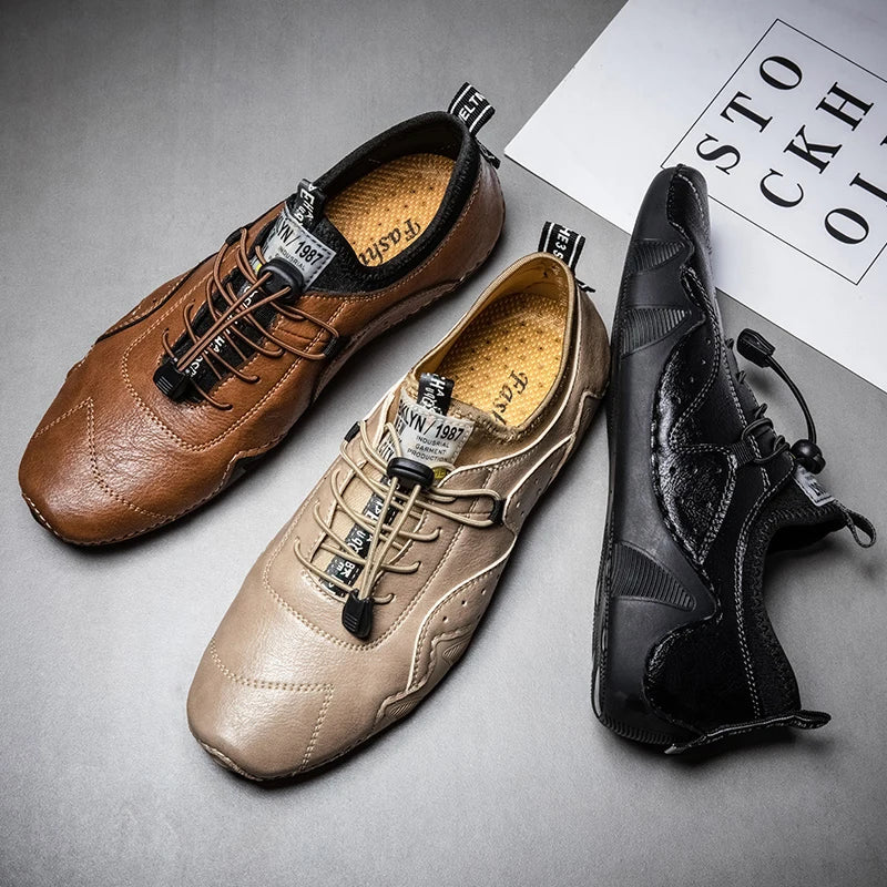 Leather Casual Sneakers for Men Driving Shoes 2024 New Fashion In Waterproof Men Doug Luxury Dress Loafers Shoes Footwear ﻿ - Sun Studio