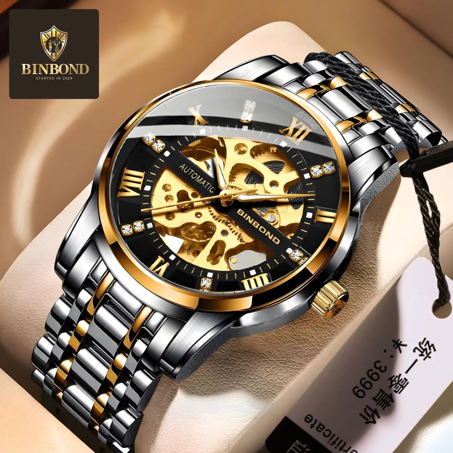 Bindond Mens Automatic Mechanical Watches Top Brand Luxury Stainless Steel Waterproof Hollow Male Wristwatches Relogio Masculino - Sun Studio