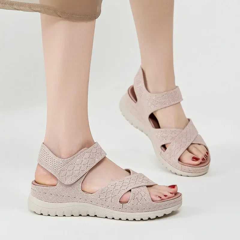 Summer Women Flat Sandals Brand Woman Summer Holiday Shoes Bohemia Style Modern Sandals Pink Blue Big Size 42 DX361 - Sun Studio