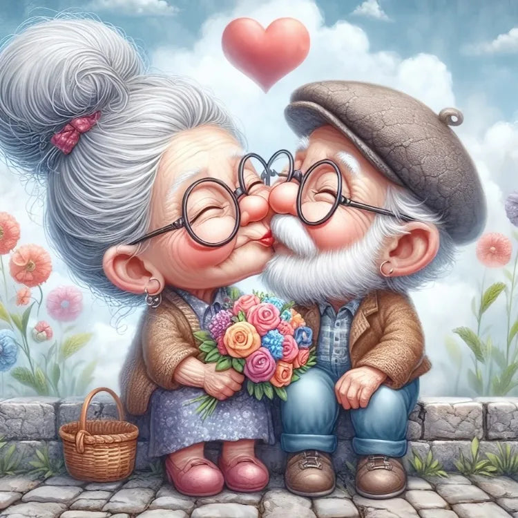 Feenstaub AB Cartoon Opa und Oma 5D DIY Diamantmalerei Kreuzstich Kunst Mosaik Vollstickerei Wohnkultur Geschenk für Kinder
