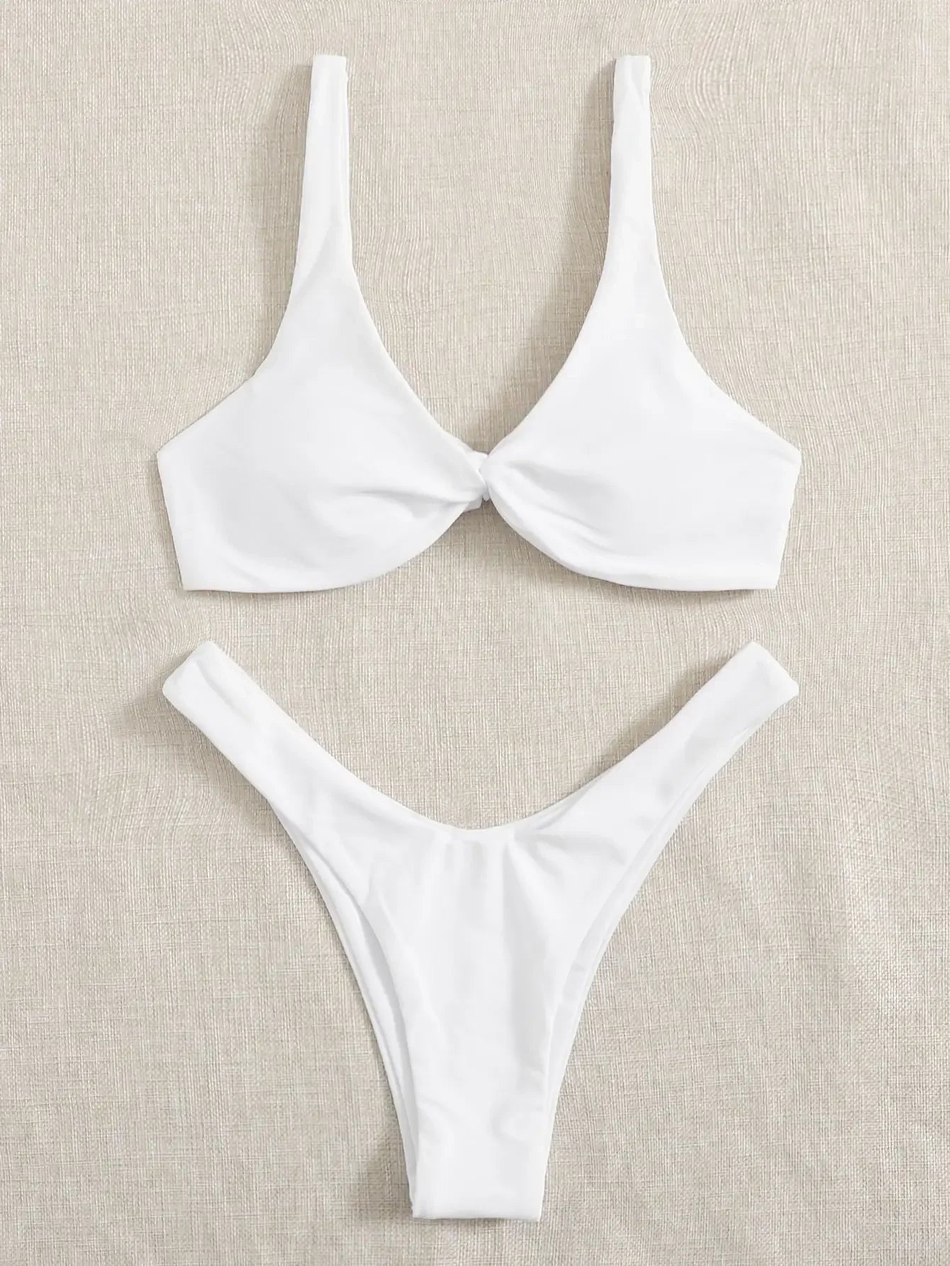 Tie-Detail Sexy Bikini Set Padded Push-Up Bra High-Leg Bandage Brazilian Swimsuit for Women Women's Swimwear Bikini - Sun Studio