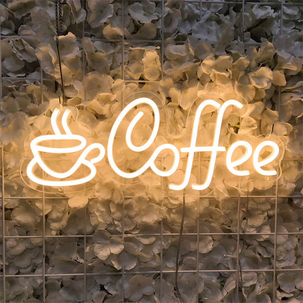 LED Coffee Neon Sign USB Powered Multipurpose Light for Bar Shop Home Decor Single Color Room Wall Signboard Hanging Neon Sign - Sun Studio