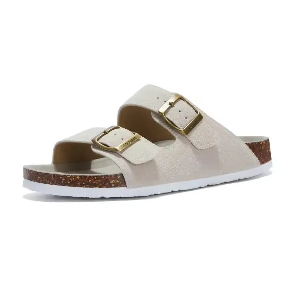 Sommer Kunstwildleder Leder Kork Hausschuhe Flip-Flops Frauen Männer Unisex Retro Tragen Müller Hausschuhe Mode Freizeit Strand Sandalen