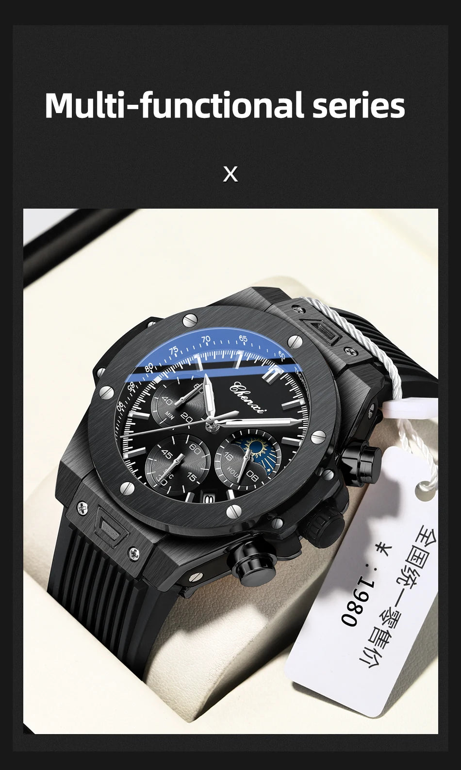 CHENXI Top Brand Luxury Watches for Mens Creative Fashion Luminous Dial with Chronograph Clock Male Casual Wristwatches - Sun Studio