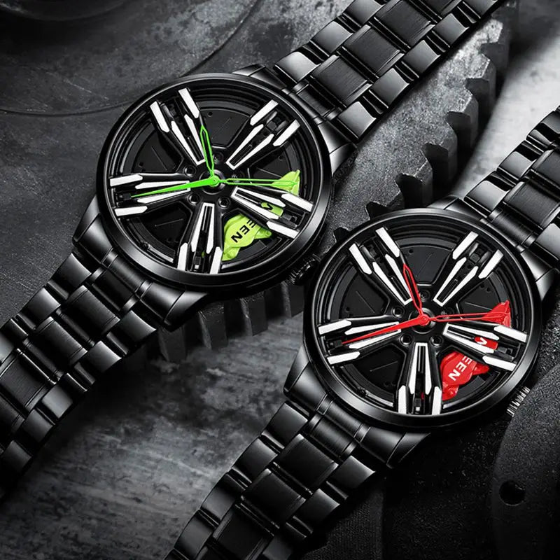 2025 New Racing Watches Men Custom Design Super Car Rim Watch Stainless Steel Black Retro Waterproof Watch Relogio Masculino - Sun Studio