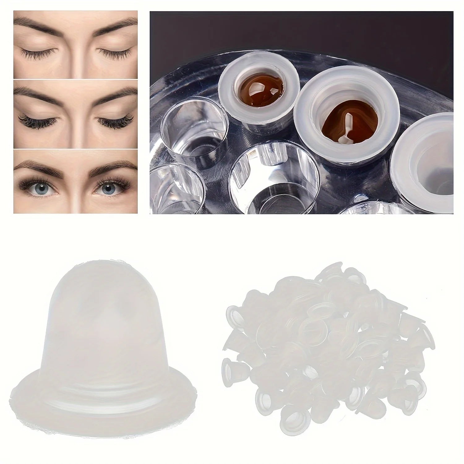 100Pcs Disposable Tattoo Ink Cup S  Size and L Size Silicone Permanent Tattoo Makeup Eyebrow Makeup Pigment Container Caps - Sun Studio