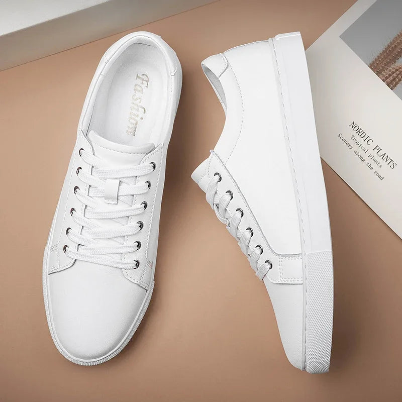 New Sneakers Men Shoes Genuine Leather Mens Casual Shoes Flat Male Footwear Fashion Black White Shoes Tenis Masculino Skateboard - Sun Studio