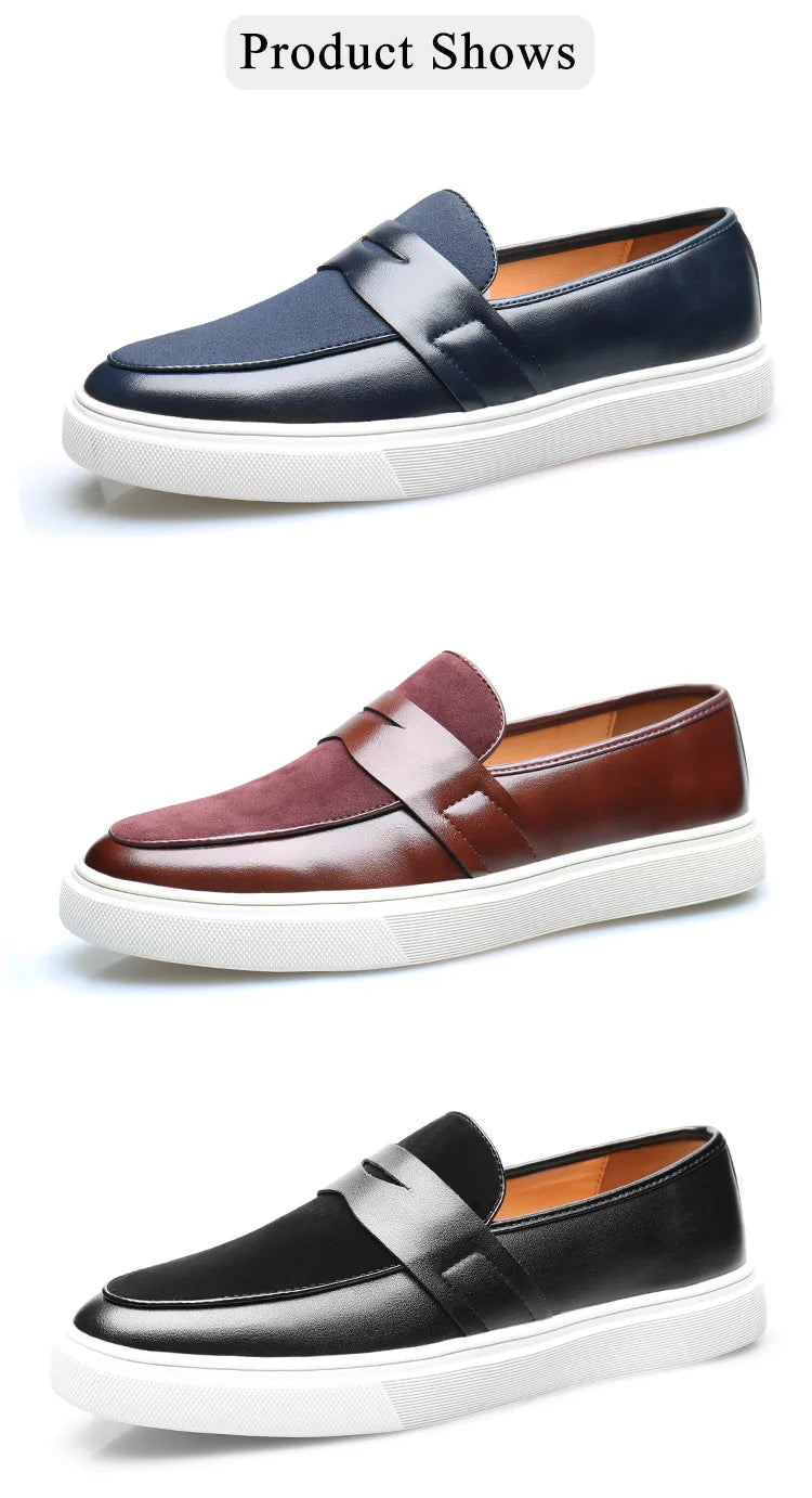 Newest 2025 Autumn Men Suede Leather Loafers Thick Sole Men Slip On Platform Black Party Shoes - Sun Studio