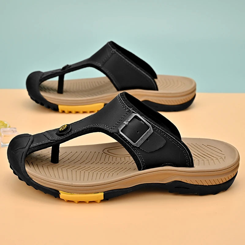 Echte Leder Sandalen Herren Atmungsaktive Sommerschuhe Mann Wasserdicht Outdoor Herren Sandalen Rutschfeste Strand Sandalen Fußbekleidung