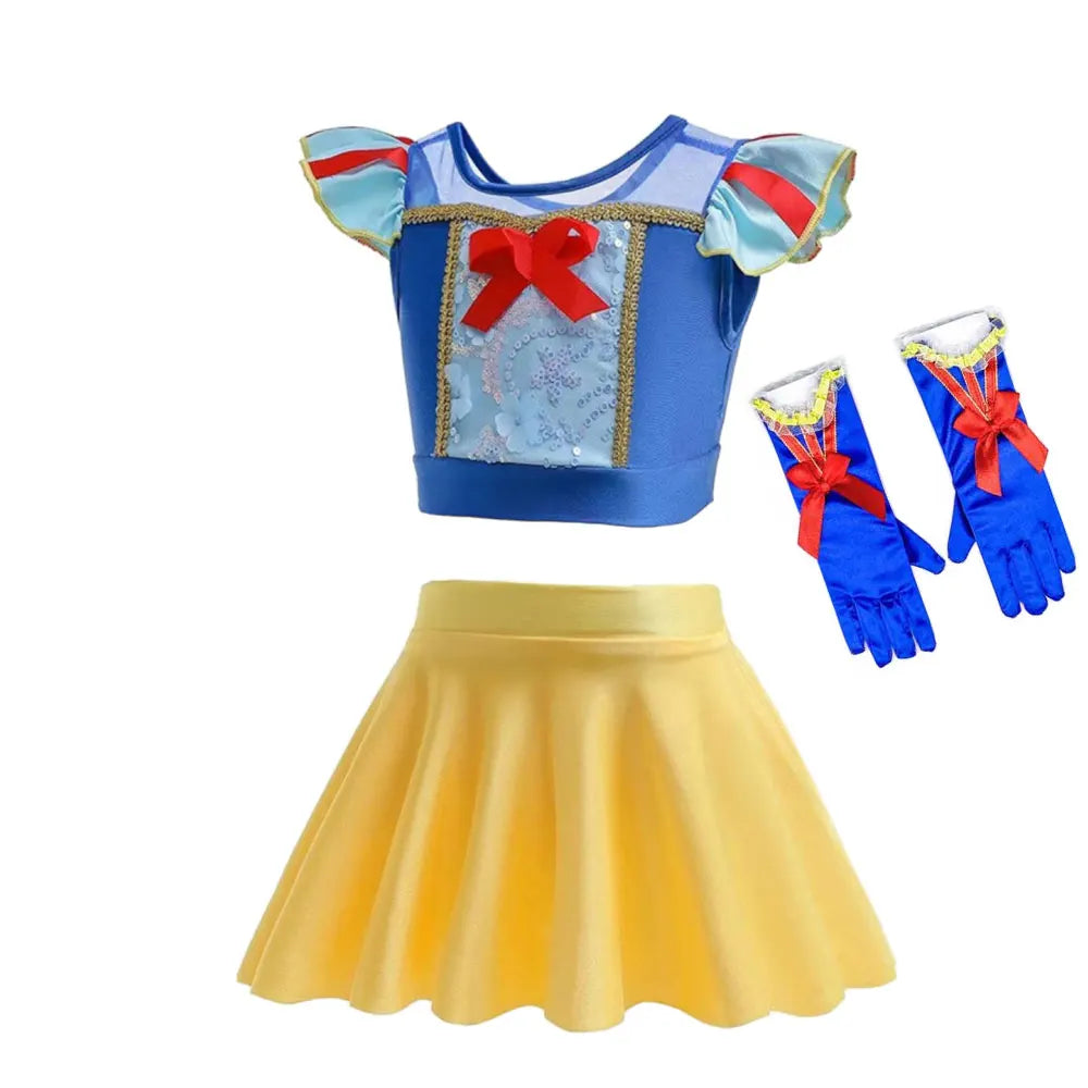 2025 Summer Hot Swimsuit Snow White Design Two Pieces Swimwear Girl Vacation Beach Clothing Pool Swimming Suit Kawaii Bikini Set - Sun Studio