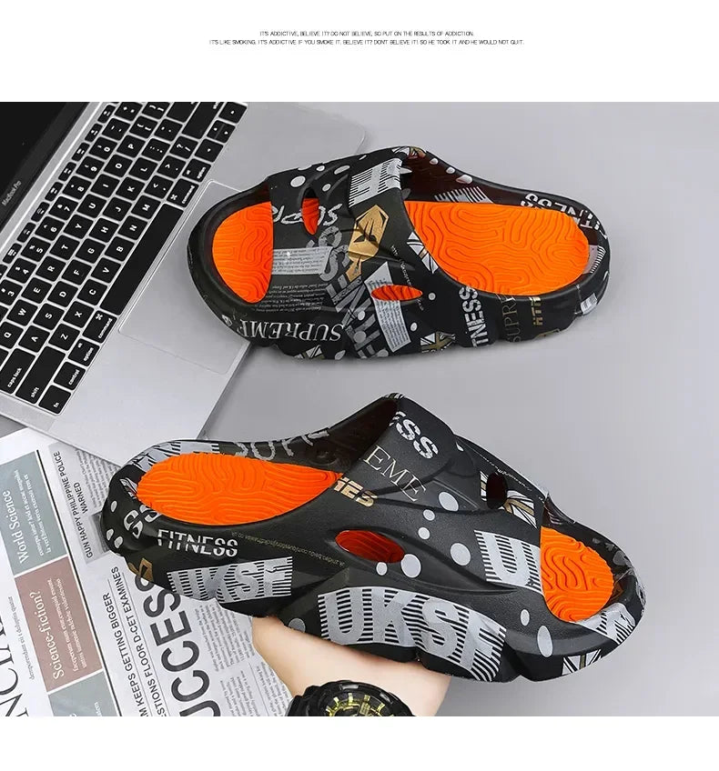 Original New Style Slippers Men's Sandals Summer Fashion Thick Bottom Anti-slip Slip-on Flip Flops Camouflage Beach Slides Shoes - Sun Studio