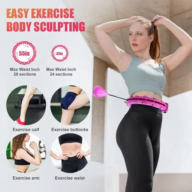 WESTTUNE Smart Weighted Fit Hoop Exercise Circle Infinity Fitness Hoop with Detachable Knots for Adults Weight Loss and Exercise - Sun Studio