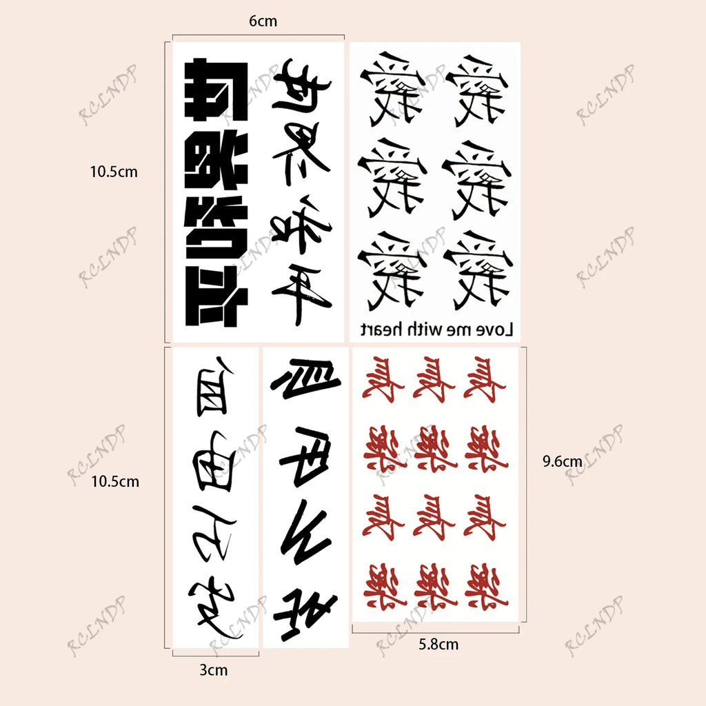 Waterproof Temporary Tattoo Sticker Chinese Characters World Peace Long Live Freedom Fake Tatto Flash Tatoo Tato for Women Men - Sun Studio