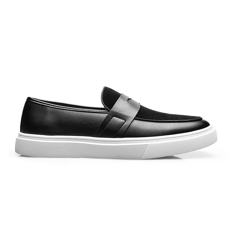 Fashion Men's Casual Slip-on Leather Shoes Men Classic British Style Penny Loafers Mens Outdoor Board Shoe Driving Flats - Sun Studio