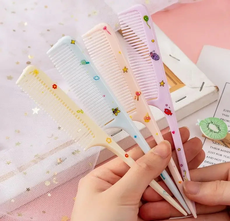 2pcs Kids Hair Combs Set Cartoon Animals Children Hairdressing Comb with Pointed Tail Girls Portable Anti-Static Plastic Comb - Sun Studio