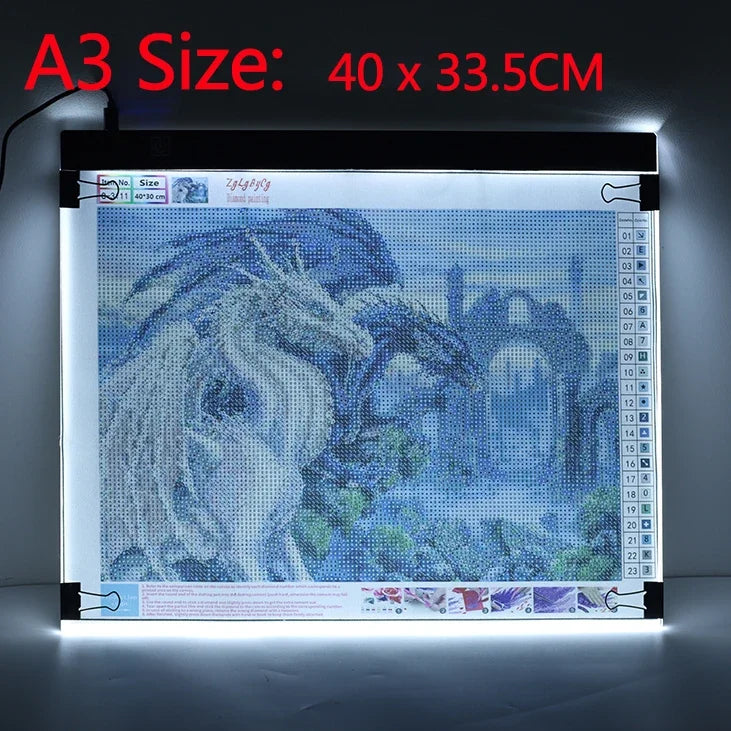 A2/A3/A4/A5 LED Light Pad for Diamond Painting Kits, USB Powered Adjustable Brightness Diamond Art Light Board with Accessorie - Sun Studio