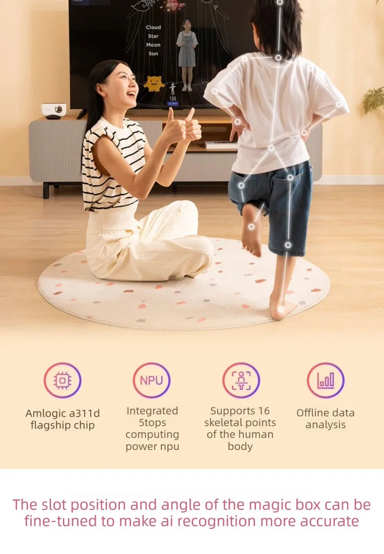 Fitness Magic Box AI, Intelligent Somatosensory Exercise, TV Projection, Console Game Dance Machine Home Fitness Equipment - Sun Studio
