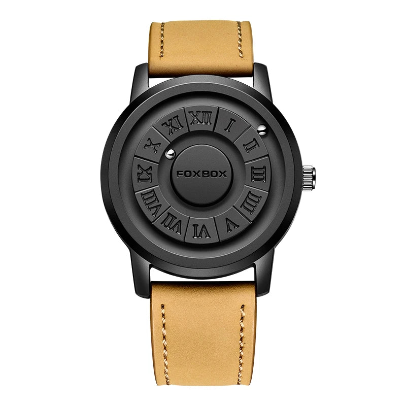 FOXBOX Herren Quarz Uhr Mode Persönlichkeit Kreative Scroll-Eisenball Magnetzeiger Wasserdicht für Herren Uhren Geschenk+Box