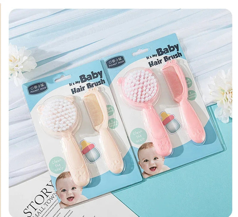 2pcs Set Baby Care Comb Anti-scratch Boy Girl Hairbrush Kids Combs Newborn Hair Brush Infant Comb Head Massager - Sun Studio