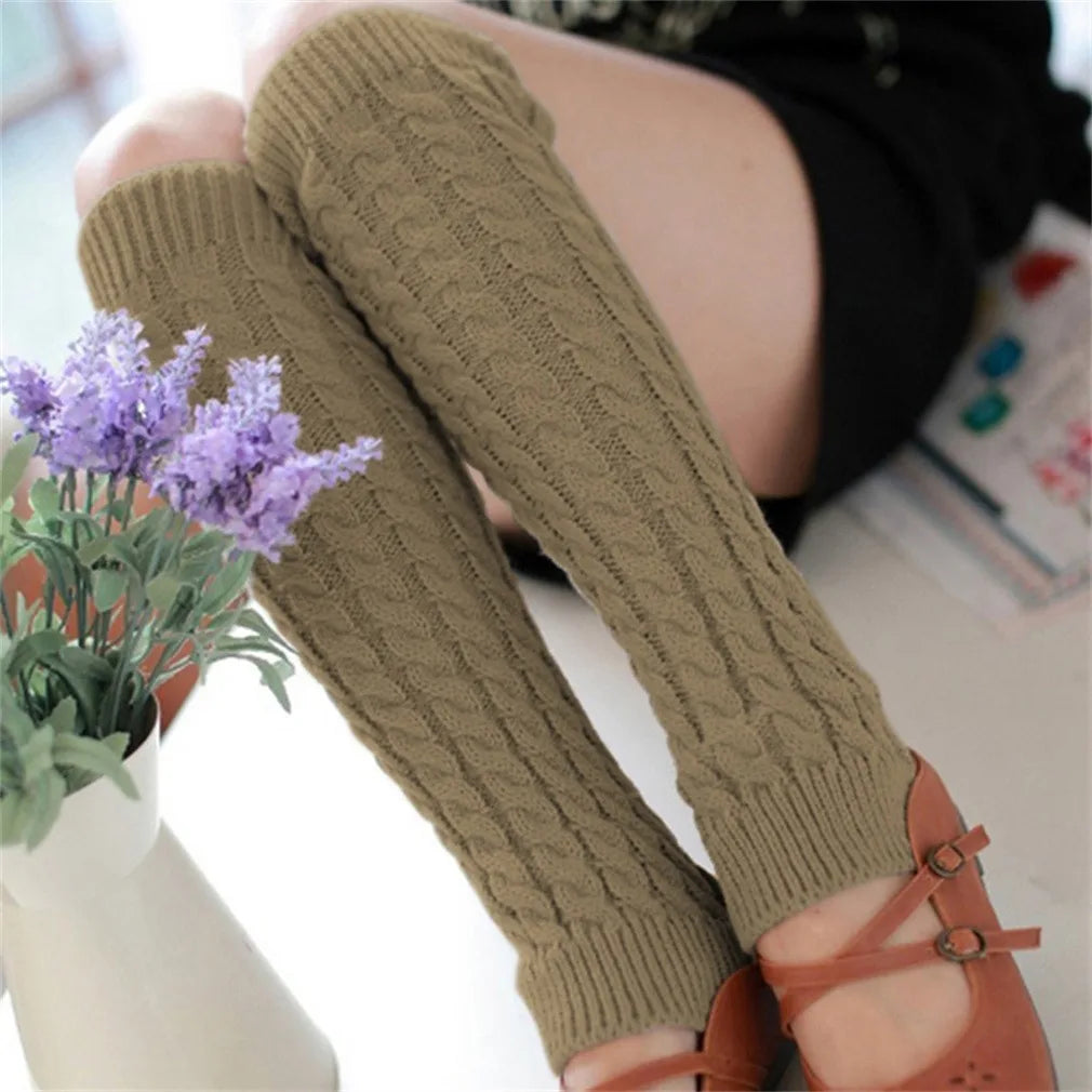 New Women Autumn And Winter Legwarmers Kapron Hemp Flowers Kneepad Leg Warmer Female Girls Pile Heap Socks Sports Safety - Sun Studio