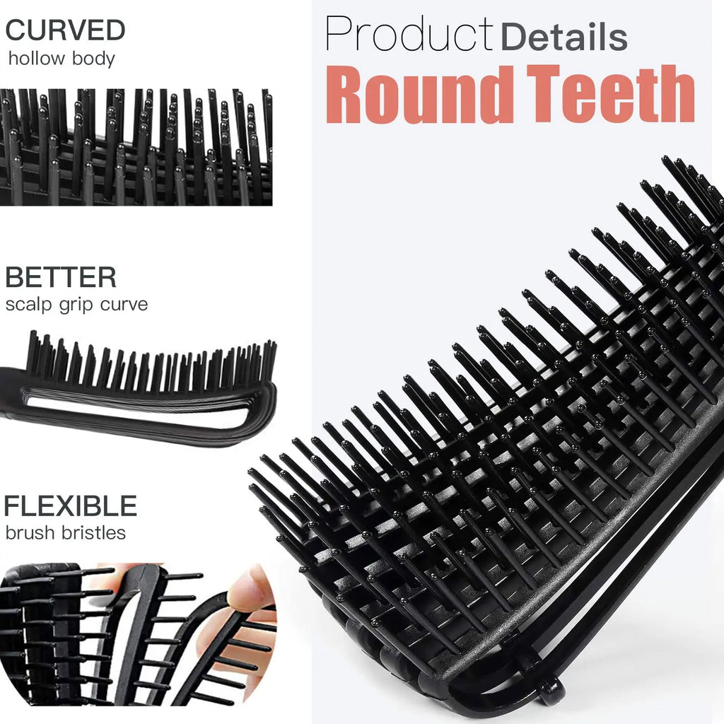 Hair Brush Comb Set with Spray Bottle & Scalp Massager, Wet Dry Curly Hair Detangling Kit, Wide Tooth Combs for Women Men - Sun Studio