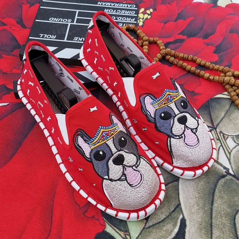 Classic Chinese Embroidered Men's Flats Shoes Slip on Casual Canvas Shoes Black Comfortable Loafers Flats Men mocasines hombre - Sun Studio