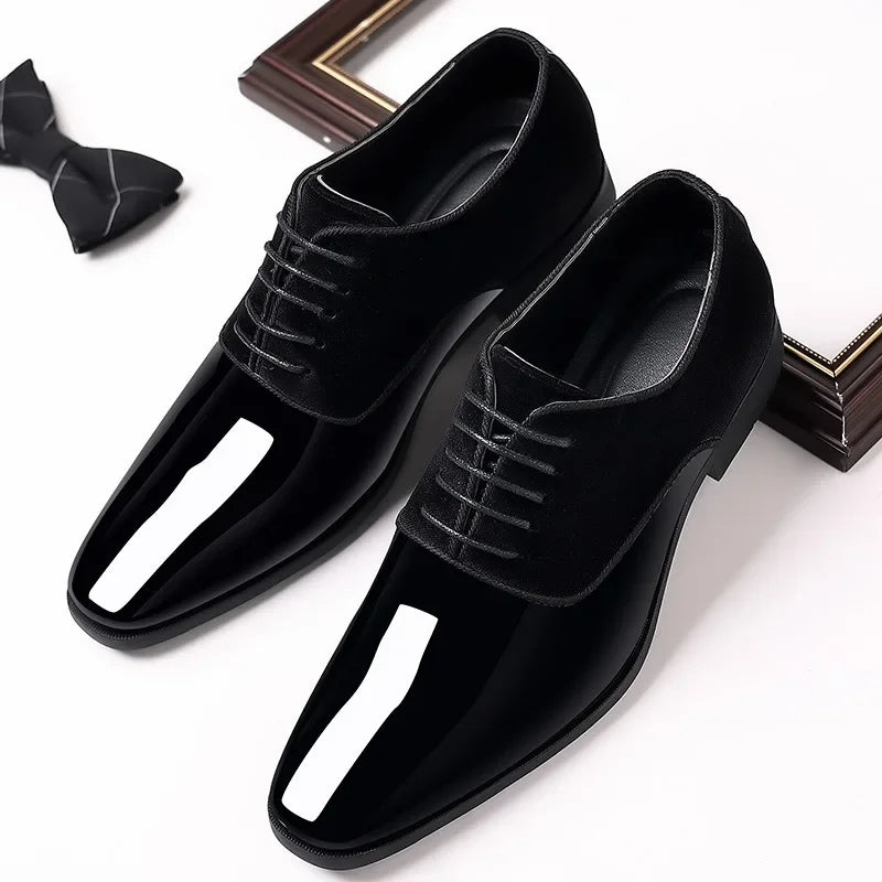 New Oxford Men's Pointed Toe Dress  Luxury Lacquer Wedding Shoes Classic Derby Shoes 2023 Leather Shoes Size 38-50 - Sun Studio