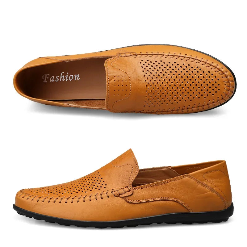 Echtes Leder Herren Freizeit Schuhe Luxusmarke Designer Herren Slipper Mokassins Atmungsaktive Schlupfschuhe Männliche Bootsschuhe Plus Größe 37-47