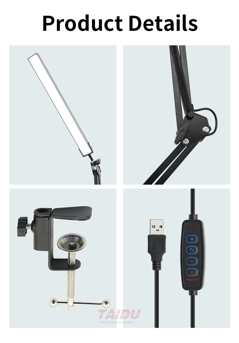 TAIDU Tattoo Adjustable angle Led Work Light 12W Steel with portable Tattoo Lighting clamp Led working lamp Tattoo Equipment - Sun Studio
