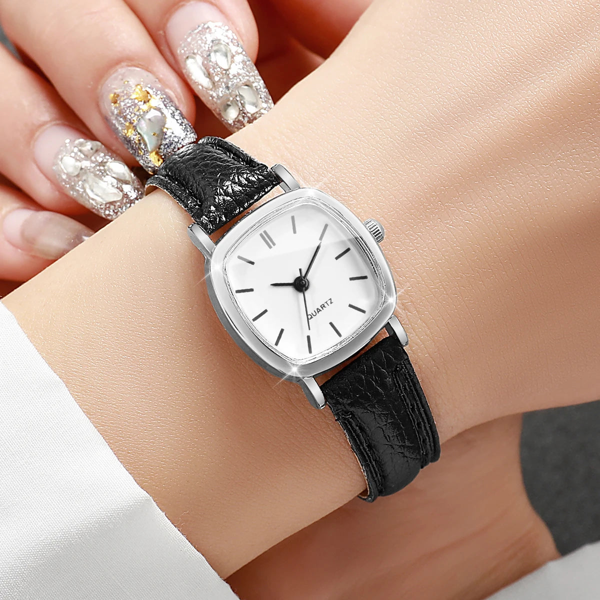 2PCS/Set Fashion Small Dial Women Watches Leather Band Square Quartz Watch for Ladies Clock Reloj Mujer （Without Box） - Sun Studio