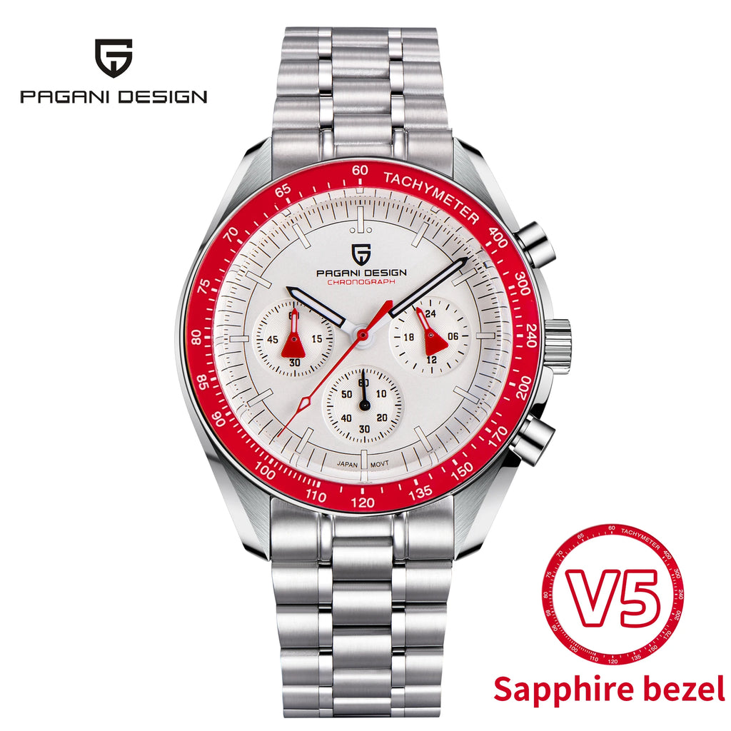 PAGANI DESIGN Monduhren Männer Quarz Uhr für Männer Auto Datum Geschwindigkeit Sport Chronograph AR Saphir Spiegel Armbanduhr 2025 Neu
