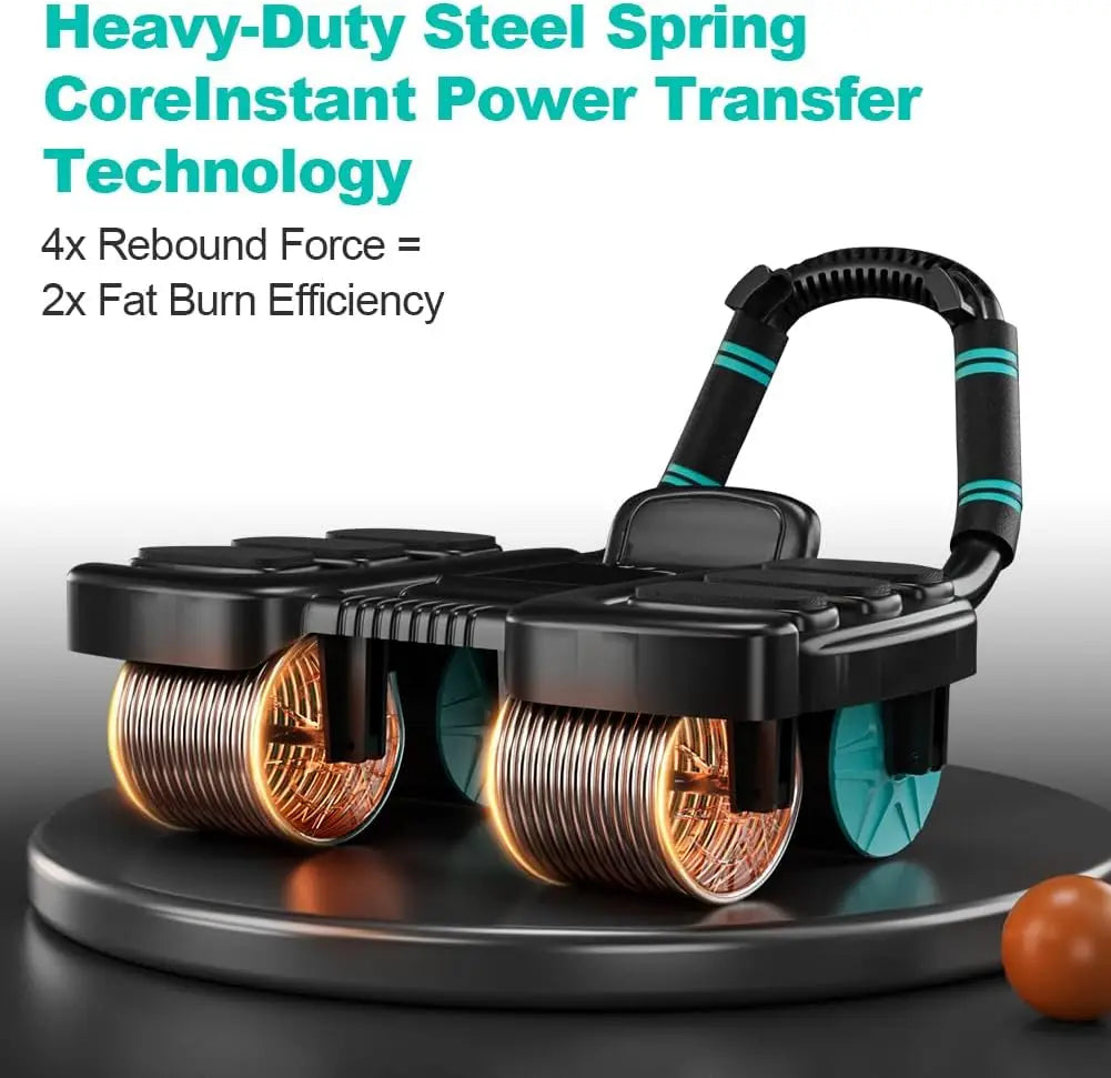 Automatic Rebound Ab Roller Wheel with Elbow Support 4-Wheel Design Core Exercise Equipment for Home Gym Abdominal Workout Machi - Sun Studio