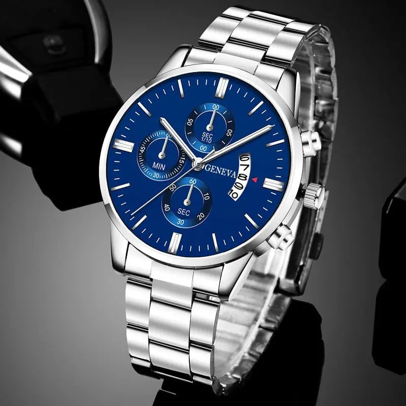 2023 Luxury Fashion Mens Watches Silver Stainless Steel Quartz Wrist Watch Men Business Watch Male Calendar Clock Reloj Hombre - Sun Studio