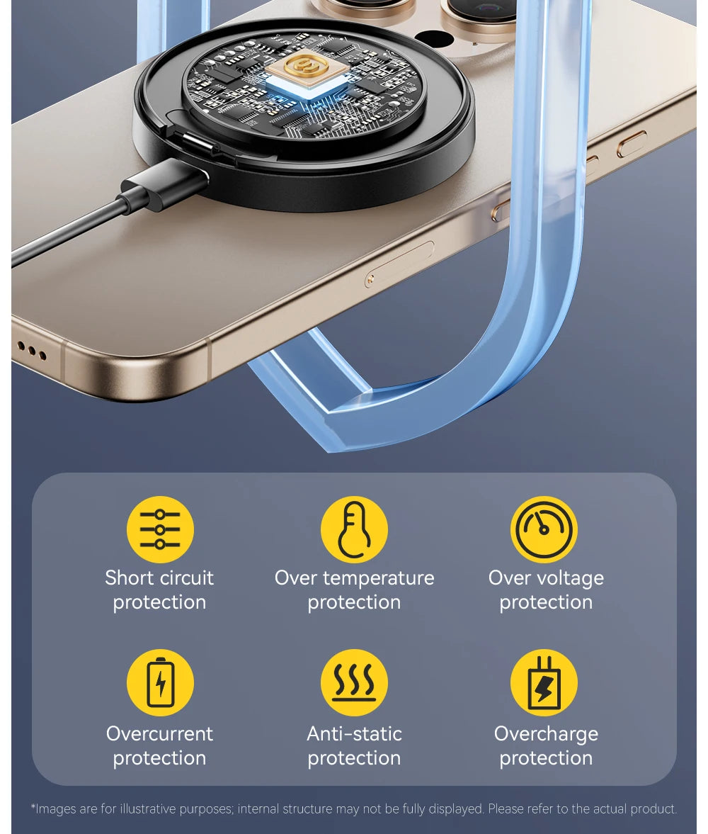 Essager Magnetic Wireless Charger With Holder 15W Fast Charging For iPhone17 16 15 14Pro Max Airpods Mini Wireless Phone Charger - Sun Studio