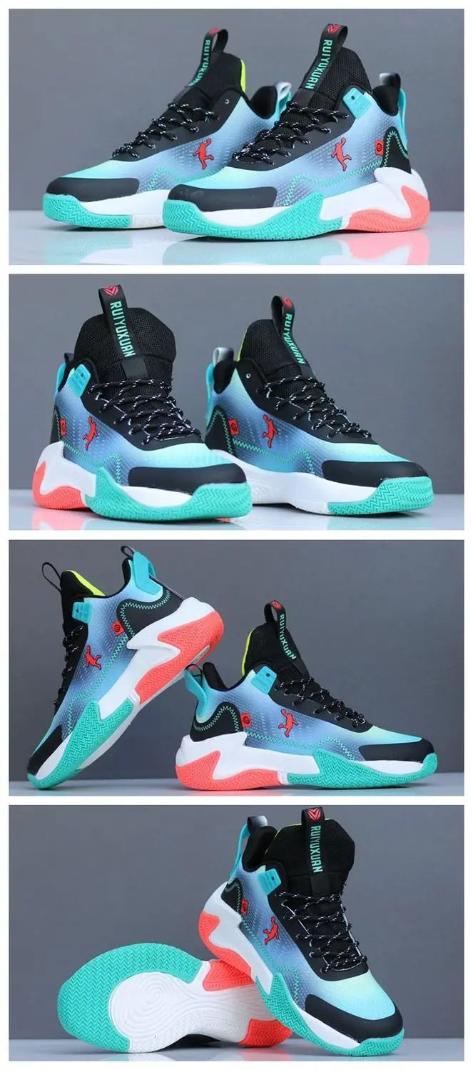 Marke Professionelle Herren Weiße Rote Blaue Basketballschuhe Basketball Sneakers Rutschfest Hochschaft Paar Herren Basketballstiefel