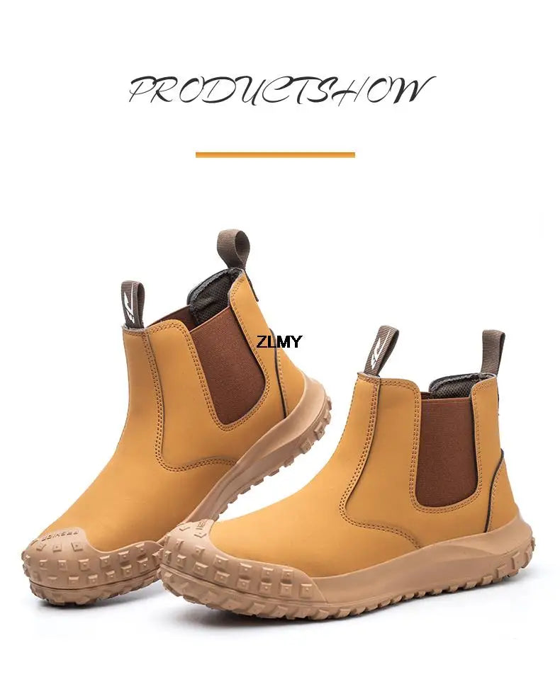 Waterproof Men Welder Shoes Steel Toe Work Shoes Man Anti-spark Anti-smash Safety Shoes Male Slip On Chelsea Work Safety Boots - Sun Studio