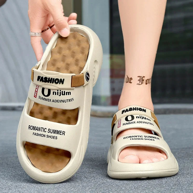 2025 Summer Men's Massage Slippers Outdoor Sandals Beach Comfortable Soft Slides Indoor Casual Shoes Men Sandals Big Size 47 48 - Sun Studio
