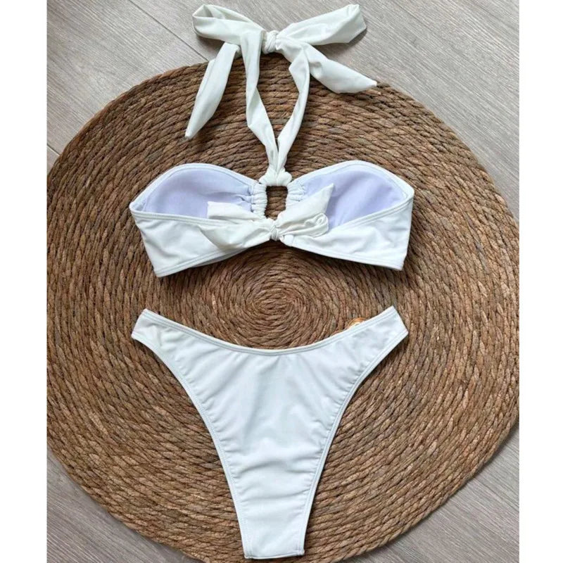 New Sexy White Bikinis Women's Swimwear Female Swimsuit For Swim Wear Bathing Suits Brazilian Bikini Set Beachwear Pool Bather - Sun Studio