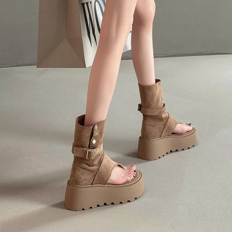 Women's Sandals Summer Fashion Bohemian Platform Sandals Hollow Out Ort Tube Pants Women Boots Retro Roman Boots Sandalias Mujer - Sun Studio