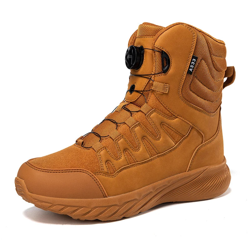 Große Outdoor Trainingsstiefel Herren Bergsteiger Wanderschuhe Hohe Oberteile Rotierende Schnalle Mode Tarnsport Schuhe