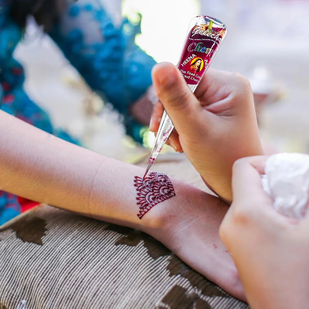 1/4 Pcs Henna Cream Red GOLECHA Henna Tattoo Cream , Temporary Tattoo Henna Cone Semi-permanent henna Natural Body Paint - Sun Studio