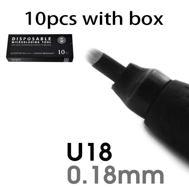 10/50Pcs Disposable Microblading Pen 0.15/0.18mm 18U Sterilized Permanent Makeup Eyebrow Tattoo Pen with U Blades - Sun Studio