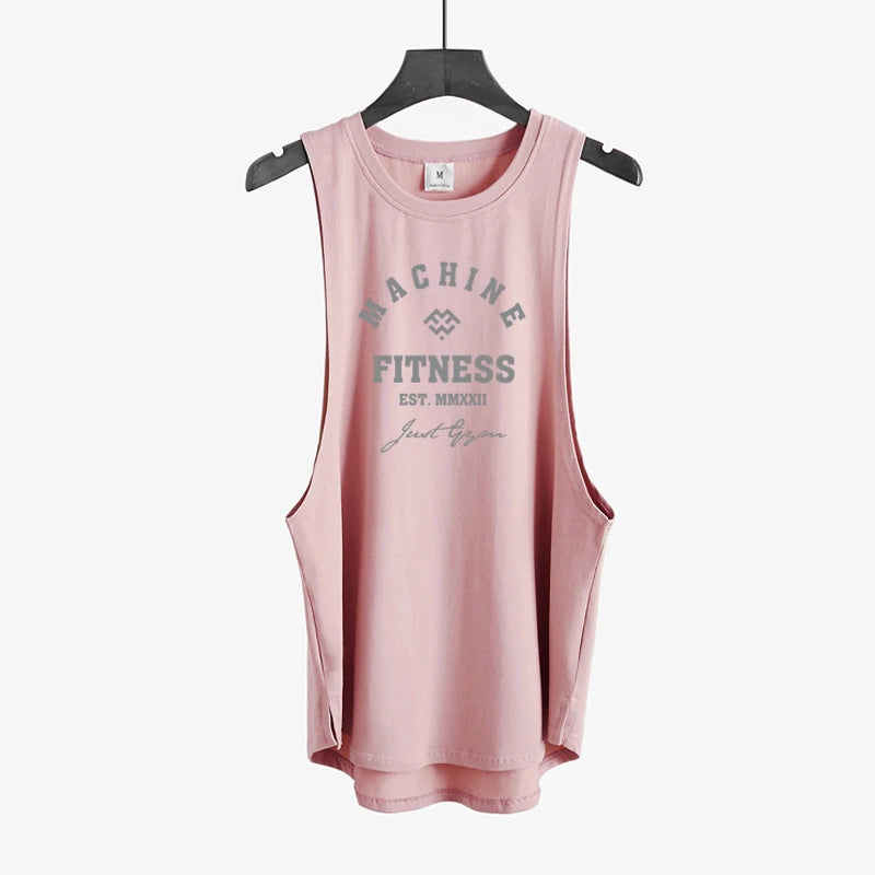 Gym Bodybuilding Workout Fitness T-Shirts Mens Casual Sport Sleeveless Singlets Summer Running Cotton Breathable Loose Tank Tops - Sun Studio