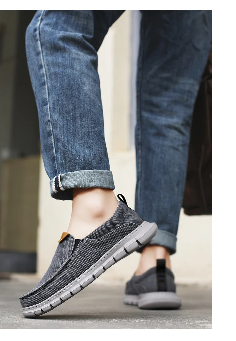 New Men Canvas Shoes Fashion Men's Casual Shoes Light Non-slip Loafer Washed Denim Flat shoes Outdoor Sneakers Vulcanized Shoes - Sun Studio