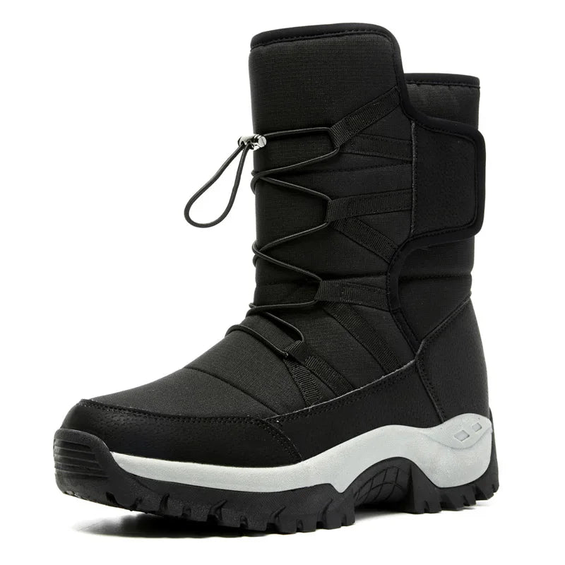 Neue Warme Plüsch Schneestiefel Herren Schnürsenkel Lässige Hohe Herren Stiefel Wasserfeste Winterstiefel Rutschfeste Knöchelstiefel Herren Arbeitsstiefel