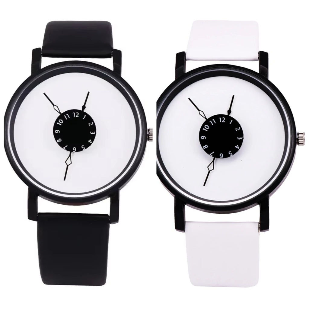 Couple Casual Quartz Watches Leather Band Strap Watch Analog Wrist Watch for Women Men Creative Digital Dial Clock Reloj Mujer - Sun Studio